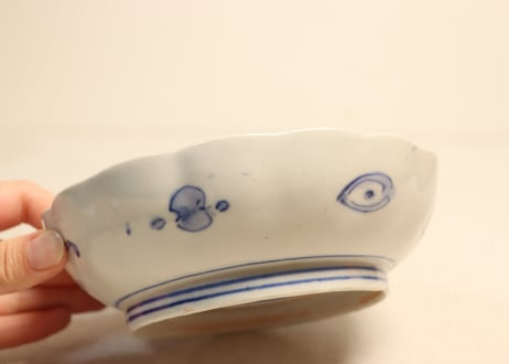 明治前期色絵桃に牡丹と七宝文なます皿②　ノミホツ