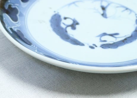 江戸中期染付波図6.5寸皿①