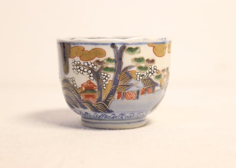 明治前期色絵山水図通り物向付② 小ニュウ