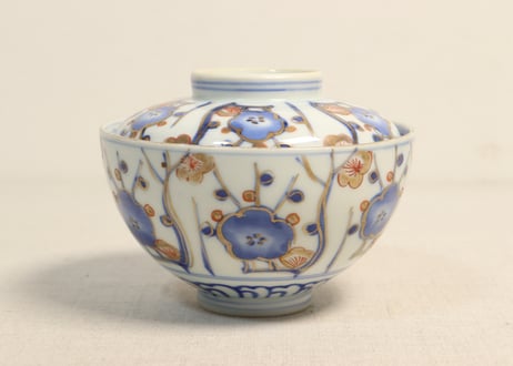 明治前期色絵梅図蓋茶碗
