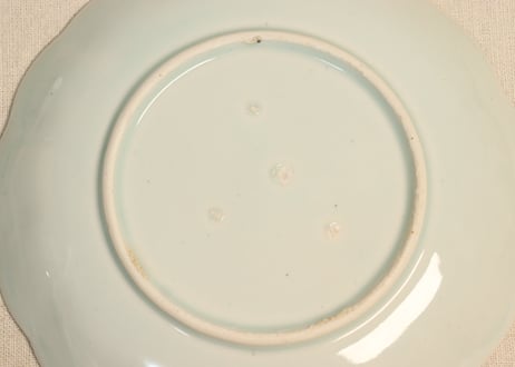 江戸幕末染付竹と鶴図7寸皿①
