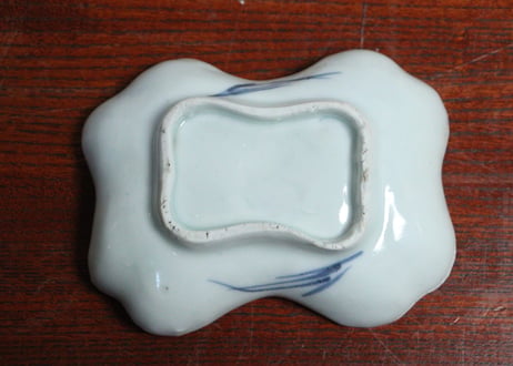江戸中期紙刷古印判花散らし図糸巻型小皿③　ノミホツ