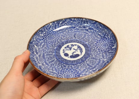 明治前期紙刷牡丹図５寸皿