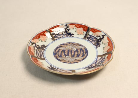 江戸後期色絵鳳凰と桜図五弁7寸皿 5客組