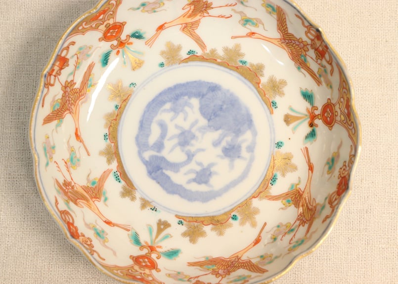 明治前期色絵松鶴図なます皿 | 吉祥寺PukuPuku