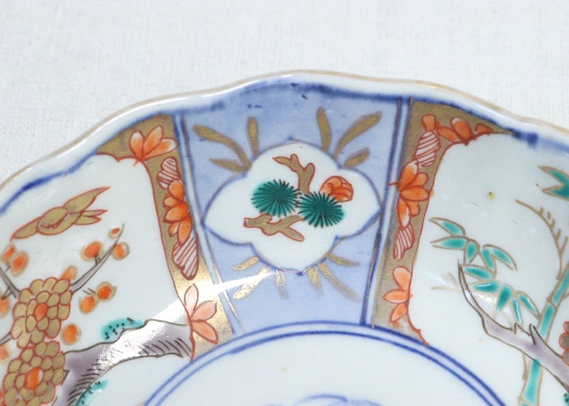 明治前期色絵松竹梅に鳥図大なます皿① | 吉祥寺PukuPuku