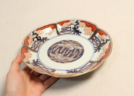 江戸後期色絵鳳凰と桜図五弁7寸皿 5客組