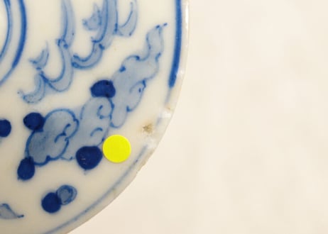 明治前期染付鳳凰図銚子 共箱付き,2ｐセット/ニュウ,蓋小ホツ複数