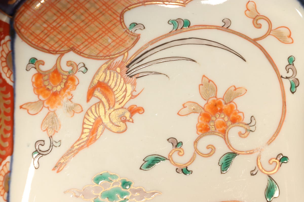 ◾️鳳凰図 陶皿 25cm江戸中期様式 あてがみ技法｜吉祥寺・三鷹アンティーク購入 ◾️鳳凰図 陶皿 25cm江戸中期様式 あてがみ技法｜吉祥寺・三鷹