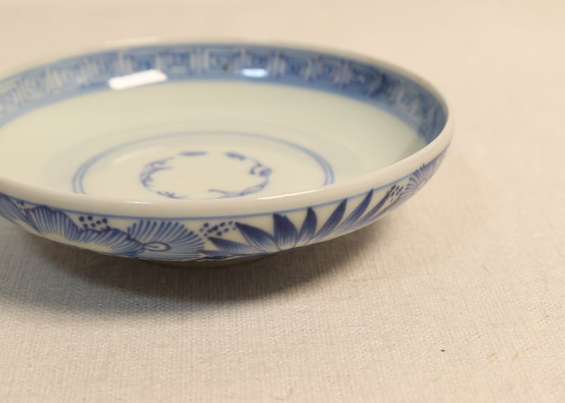 江戸幕末染付線描き三方に花図蓋茶碗 5客組 | 吉祥寺PukuPuku