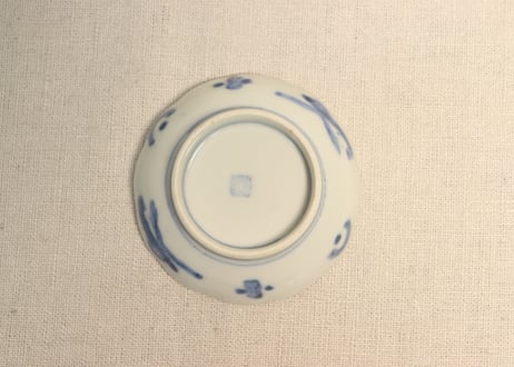 明治前期色絵桃と鶴図通り物豆皿①