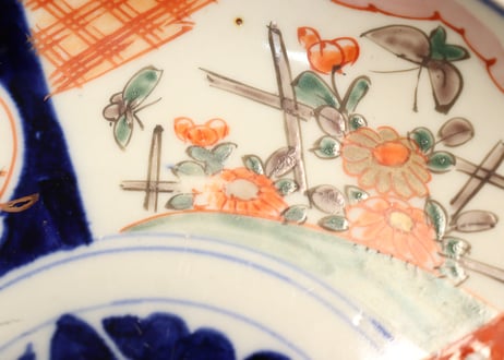 明治前期色絵菊と桔梗図7寸皿①　濃いめ