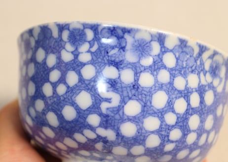 明治後期~大正銅判氷裂に梅図飯茶碗②少甘手