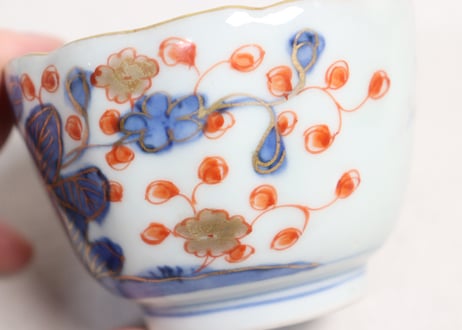 江戸幕末赤絵金彩秋海棠図通り物向付②ノミホツ