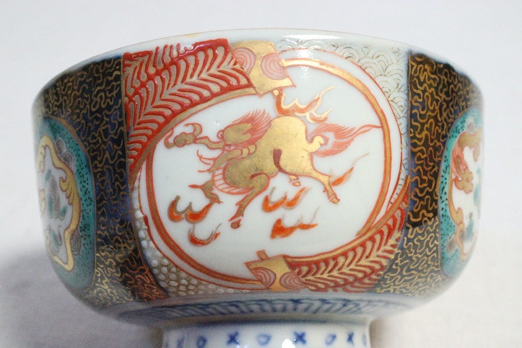 明治前期色絵麒麟と龍図蒸茶碗 | 吉祥寺PukuPuku