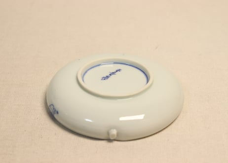 明治後期～大正染付桃と花図桃型皿② 薄め