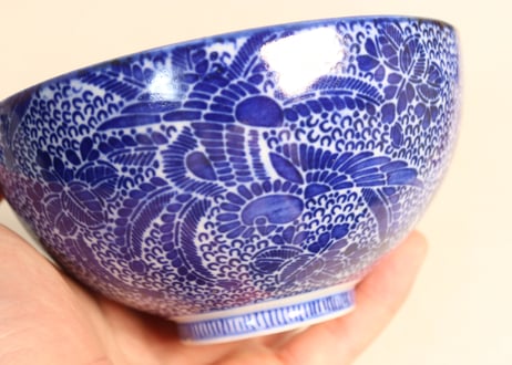 明治前期紙刷桐と鳳凰図飯茶碗
