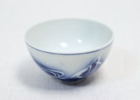 大正~昭和戦前吹き墨芦と水鳥図湯吞