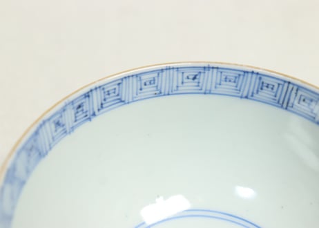 明治前期色絵柳に鮎図蓋茶碗②フリモノ,ひっつき