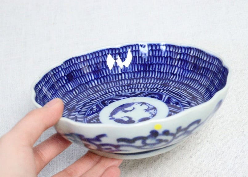 明治前期染付微塵唐草図なます皿① 少甘手 | 吉祥寺PukuPuku