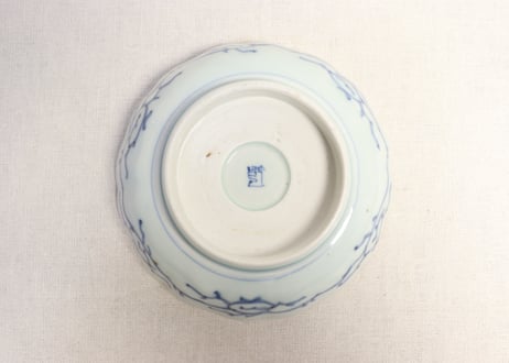江戸幕末金彩染付岩と春蘭図大なます皿③　少甘手