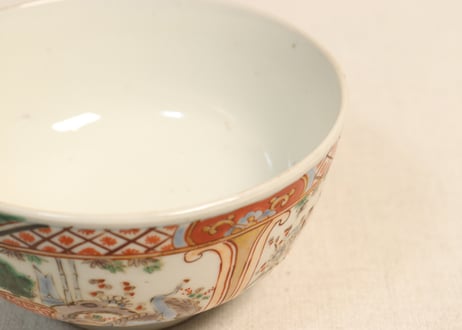 明治前期色絵松竹梅に鶴図通り物蒸茶碗