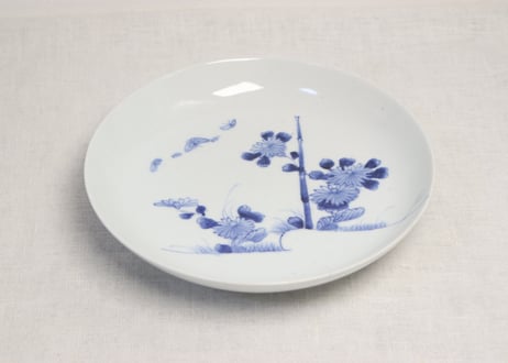明治前期染付菊図7寸皿