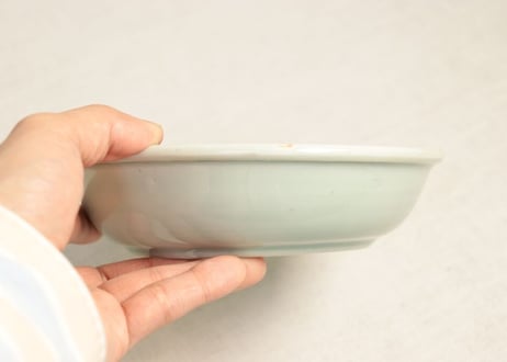 江戸後期青磁染付牡丹花弁図春寒鉢