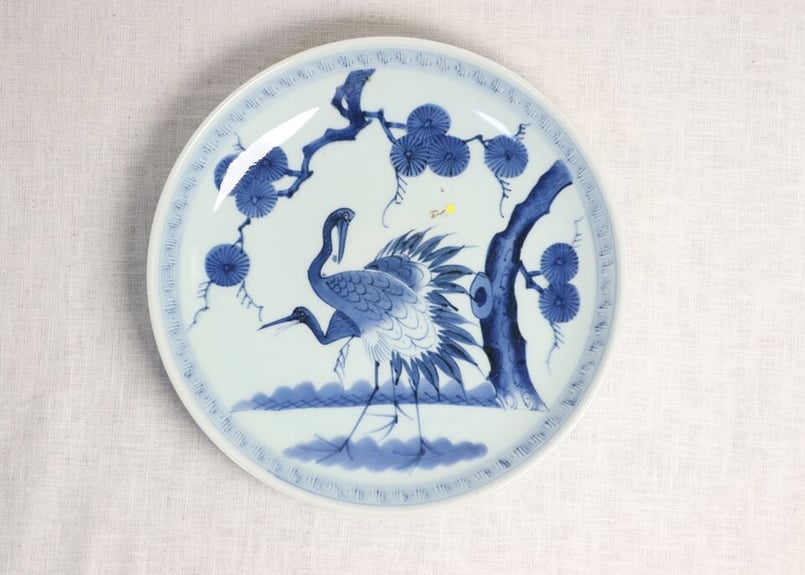 江戸幕末松鶴図尺皿 ムシクイ,少フリモノ | 吉祥寺PukuPuku