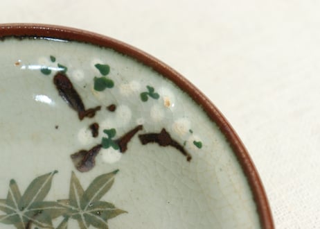 明治後期～大正犬山焼桜と紅葉図小皿①鮮やか