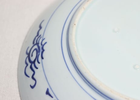江戸幕末染付牡丹図9寸皿