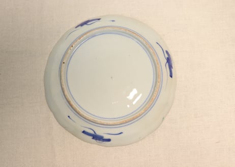 明治前期色絵桃と籠図7寸皿