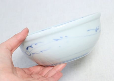 明治前期染付牡丹と竹図春寒鉢