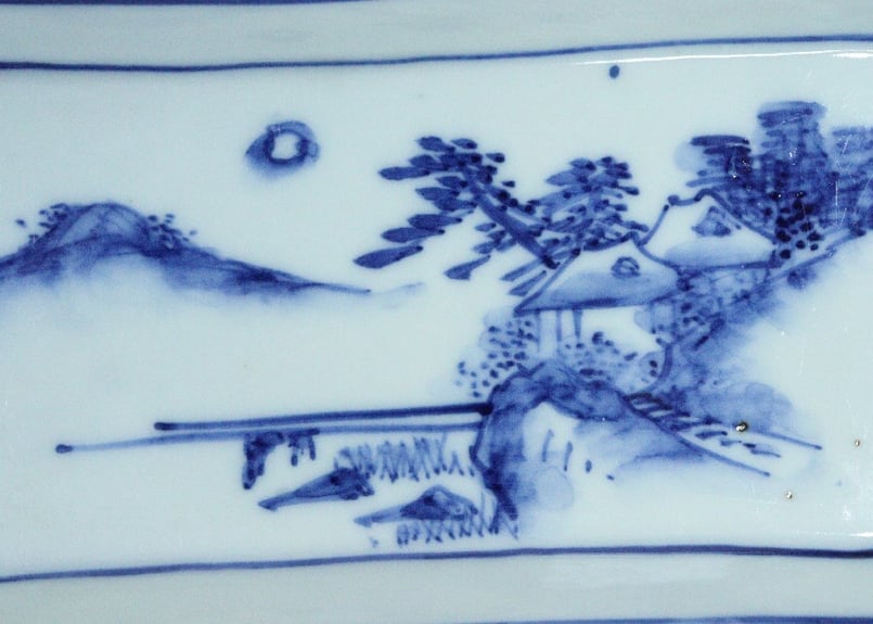 明治後期~大正染付山水と蝙蝠図長皿➁ かたつき | 吉祥寺PukuPuku