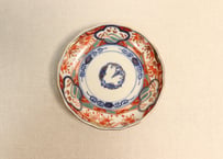 明治後期~大正色絵桜と波千鳥図通り物小皿