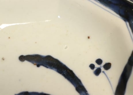 江戸後期染付水仙図八角皿①フリモノ