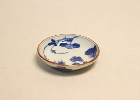 江戸幕末染付蔦花図小皿　高台ホツ