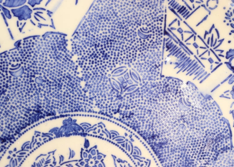 明治後期～大正紙刷牡丹図9寸皿 | 吉祥寺PukuPuku