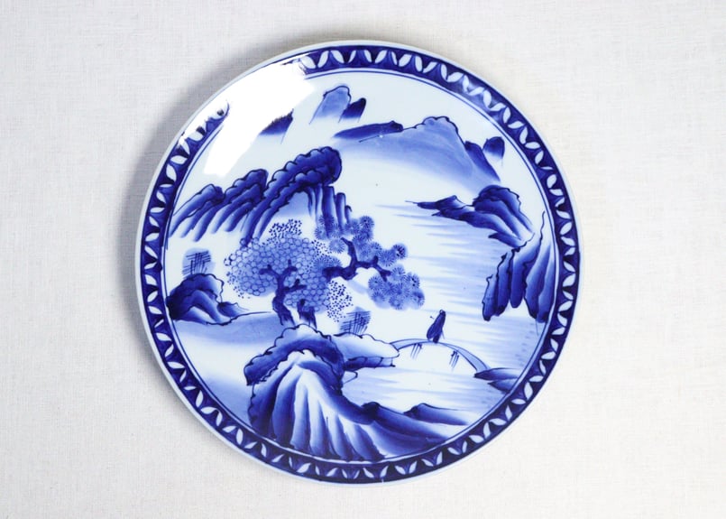 明治後期～大正染付山水図尺皿 | 吉祥寺PukuPuku