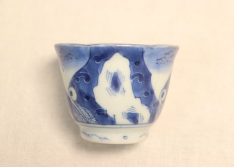 江戸後期染付蜃気楼図小向付