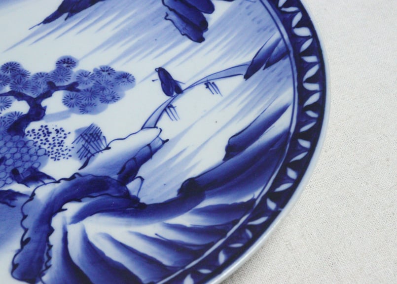 明治後期～大正染付山水図尺皿 | 吉祥寺PukuPuku