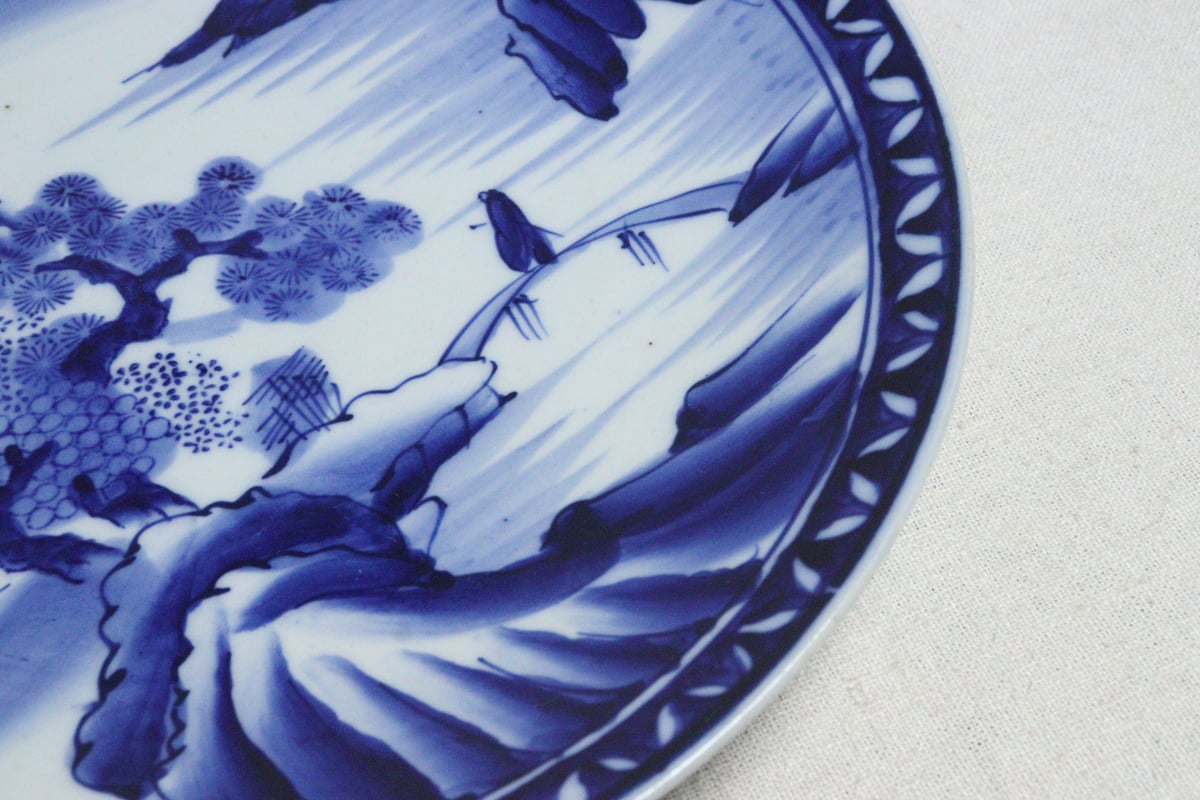 明治後期～大正染付山水図尺皿 | 吉祥寺PukuPuku