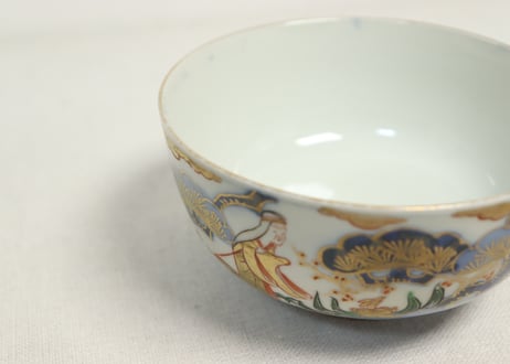 明治前期色絵高砂図通り物蒸茶碗