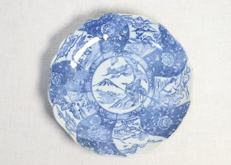 印判皿　弁慶　牛若丸　染付　八画皿　珍品 　ア12 印判皿 弁慶 牛若丸 染付 八画皿 珍品 ア12 印判皿