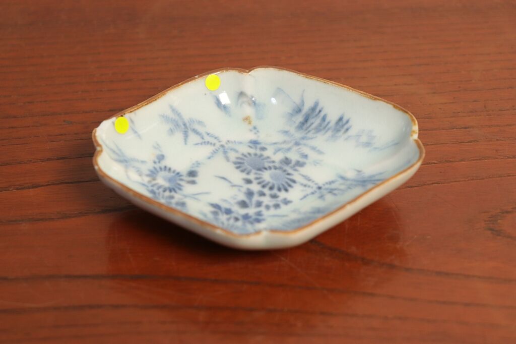 江戸中期紙刷古印判菊図菱柄小皿 小ホツ② | 吉祥寺PukuPuku