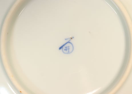 明治後期～大正染付山水図6寸八角皿
