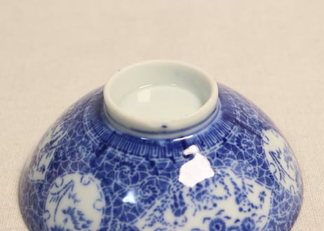 明治前期紙刷唐子と竹林図飯茶碗