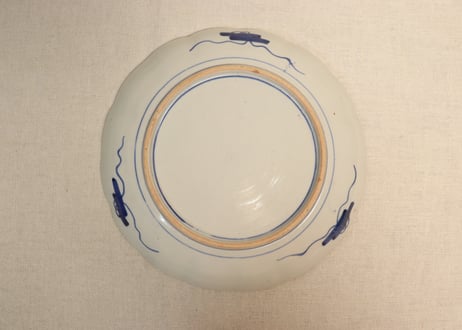 明治前期色絵六方に牡丹図7寸皿①