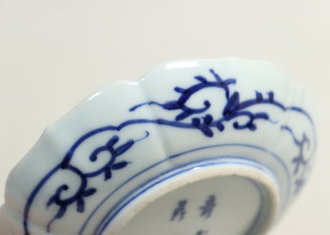 明治前期大聖寺焼色絵十二方花図小皿　5客組