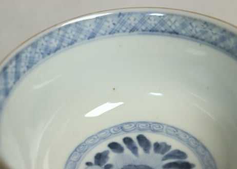 明治前期色絵獅子牡丹と人物図通り物飯茶碗②少甘手